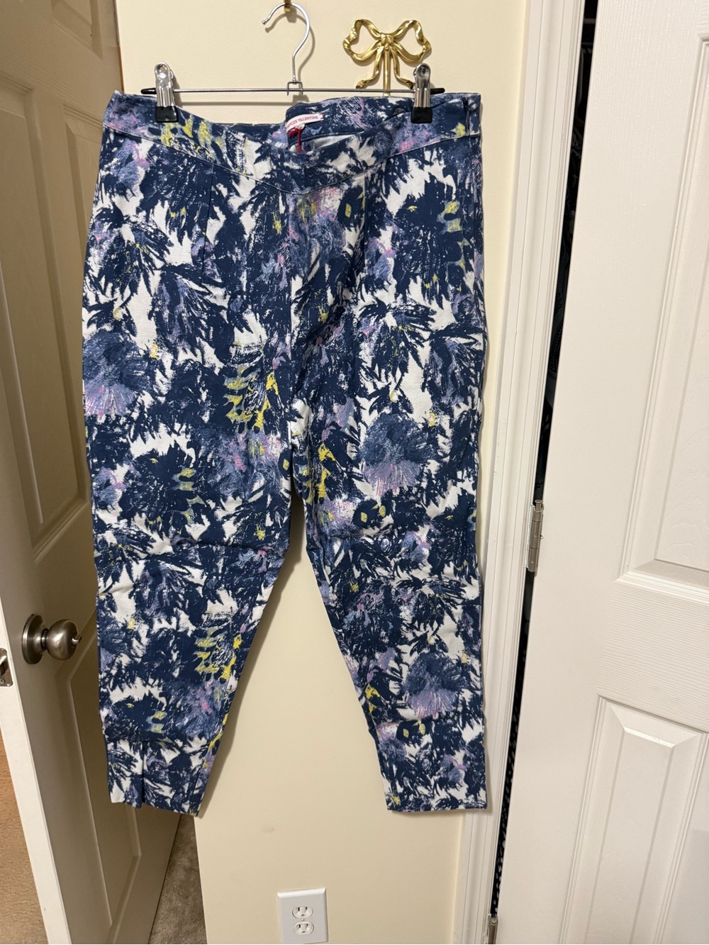 Frances Valentine Navy & White Abstract Print Pants